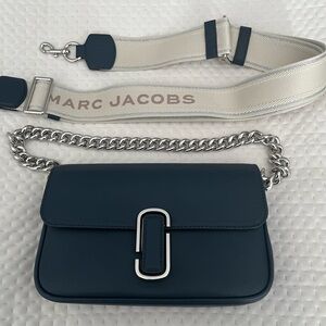 Marc Jacobs Blue and Silver Crossbody Bag with Chain Strap